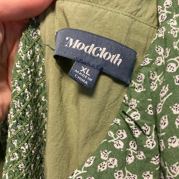 ModCloth XL The Right Puff Mini Dress. Green Floral Ditzy. - Picture 6 of 11